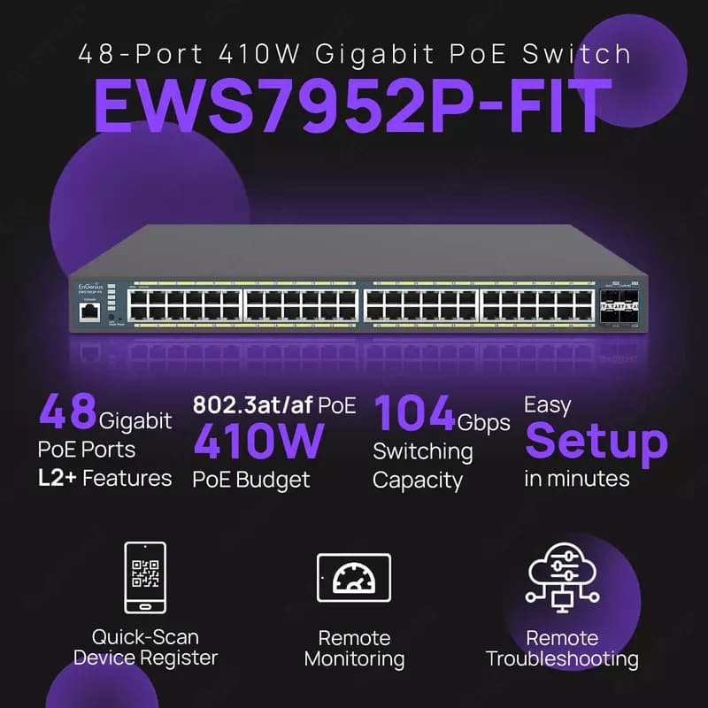 Engenius EWS7952P-FIT (Switch 48-port GbE PoE.af/at(+) 185W 4xSFP L2+ 19i) — 1