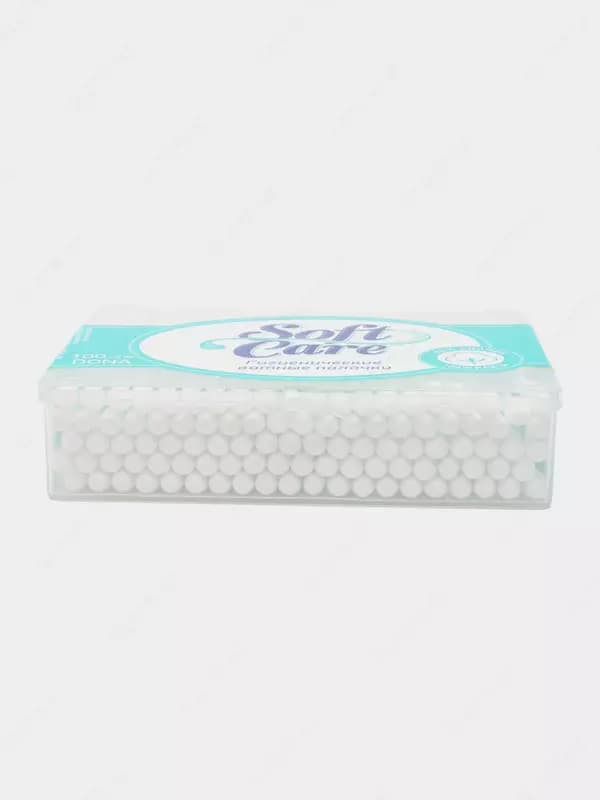 Ватные палочки (двусторонние) ”Softcare” 100 шт, уп. пласт. бокс (Код - 1293) — 3