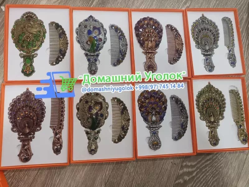 Винтажный комплект- подарочный набор из зеркала и расчёски. — 2