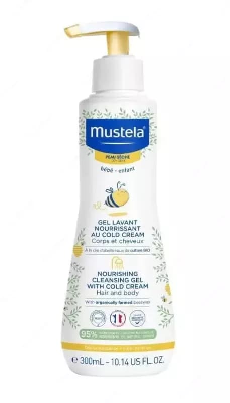 Мягкий крем-гель для купания новорожденных ”Mustela” Bebe (300 мл) Франция — 2