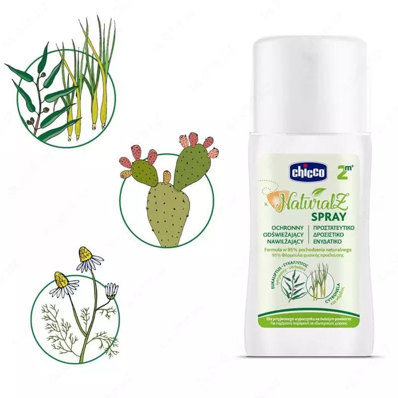 Детский защитный спрей от комаров ”Chicco” Naturalz 2м+ (NEW) — 2