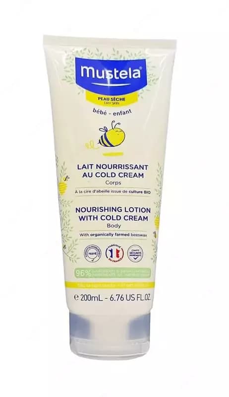 Детский лосьон для тела с кольд-кремом для сухой кожи малыша ”Mustela” Bebe (200 мл) Франция — 1