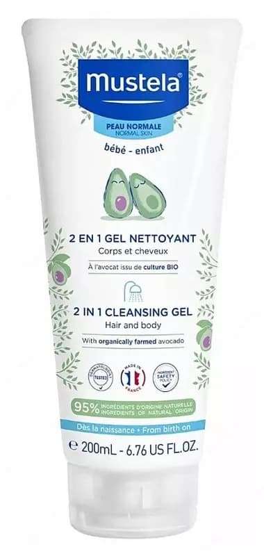 Мягкий гель для купания новорожденных 2 в 1 ”Mustela” Bebe (200 мл) Франция — 1