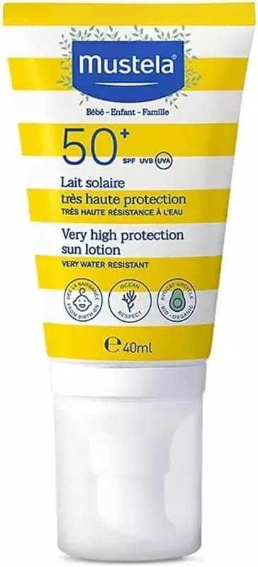 Солнцезащитный лосьон с высокой степенью защиты ”Mustela” SPF50+ (40 мл) Франция — 2