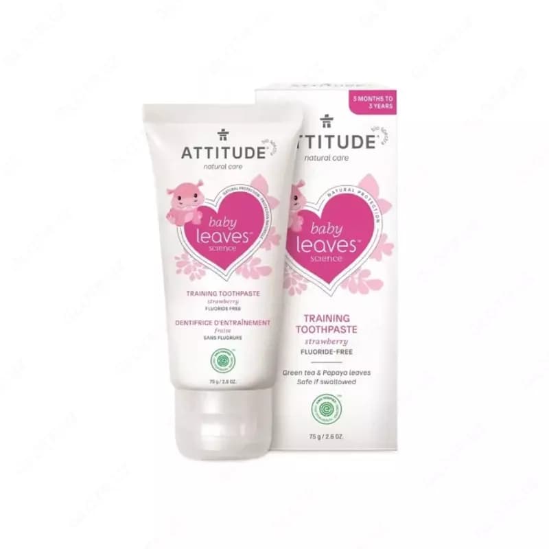 Зубная паста детская Baby Leaves клубника без фтора ATTITUDE , 75г — 1