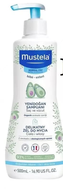 Мягкий гель-шампунь для купания новорожденных ”Mustela” Bebe (500 мл) Франция — 1