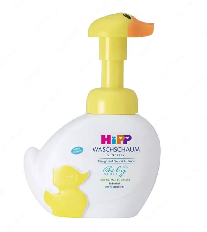Детская моющая пенка для лица и рук “Уточка” HiPP Babysanft для чувствительной кожи, с дозатором, 250 мл — 3