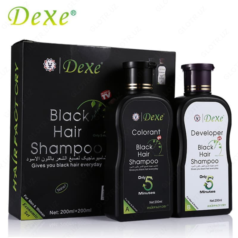 Шампунь (мужской) от седых волос Dexe Black Hair Shampoo — 1
