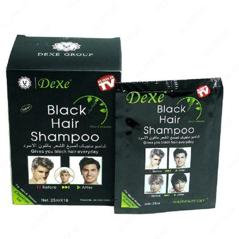 Шампунь (мужской) от седых волос Dexe Black Hair Shampoo — 3