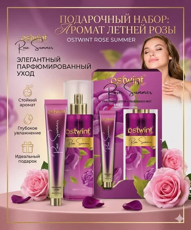 Парфюмерный набор Ostwint Professional Rose Summer мист и лосьон для тела — 1