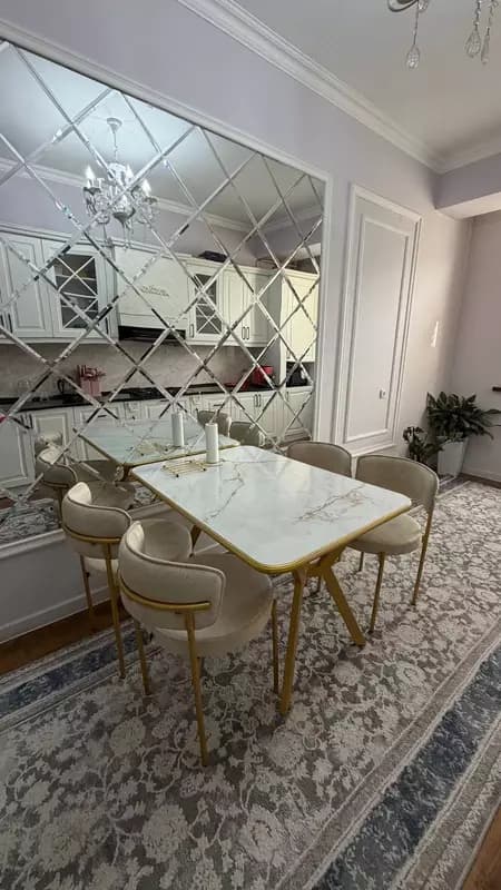 Комплект мебели для столовой и кухни (стол, 6 стульев) ”Unique Mebel” Модель № 010 (Кремовый/золотистый) — 2
