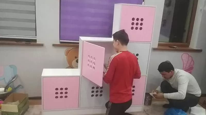 Детский цветной многофункциональный шкаф (6 полок, 6 дверей). Модель №29 ”Лестница” — 2