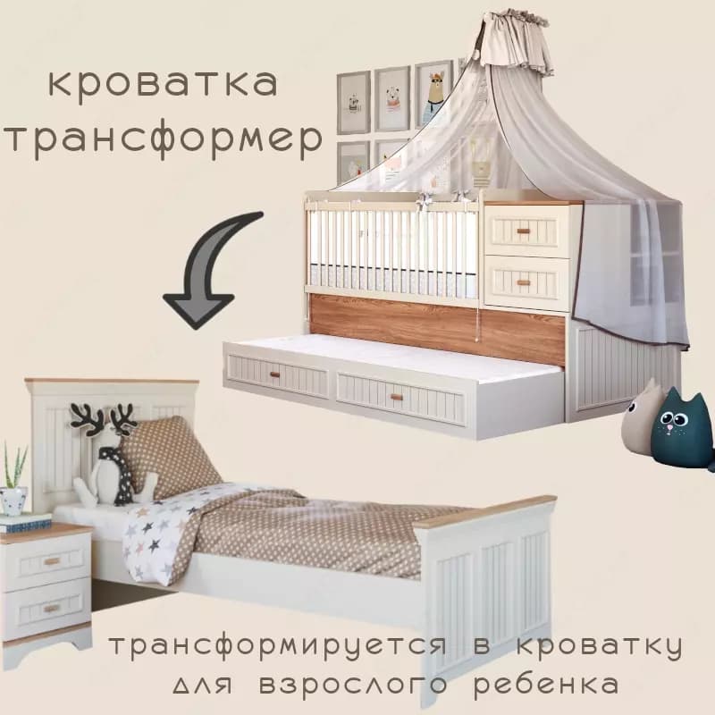 Кровать-трансформер "Baby monte" для новорожденного от Almila (Турция) 🇹🇷 (0 мес - 12 лет) — 4