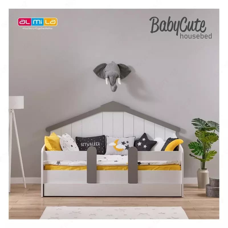 Подростковая кроватка с ограждением из коллекции ”Monte house bed” от Almila (Турция)🇹🇷 — 1