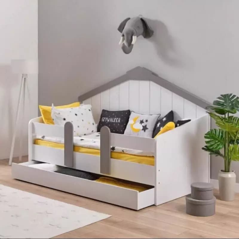 Подростковая кроватка с ограждением из коллекции ”Monte house bed” от Almila (Турция)🇹🇷 — 2
