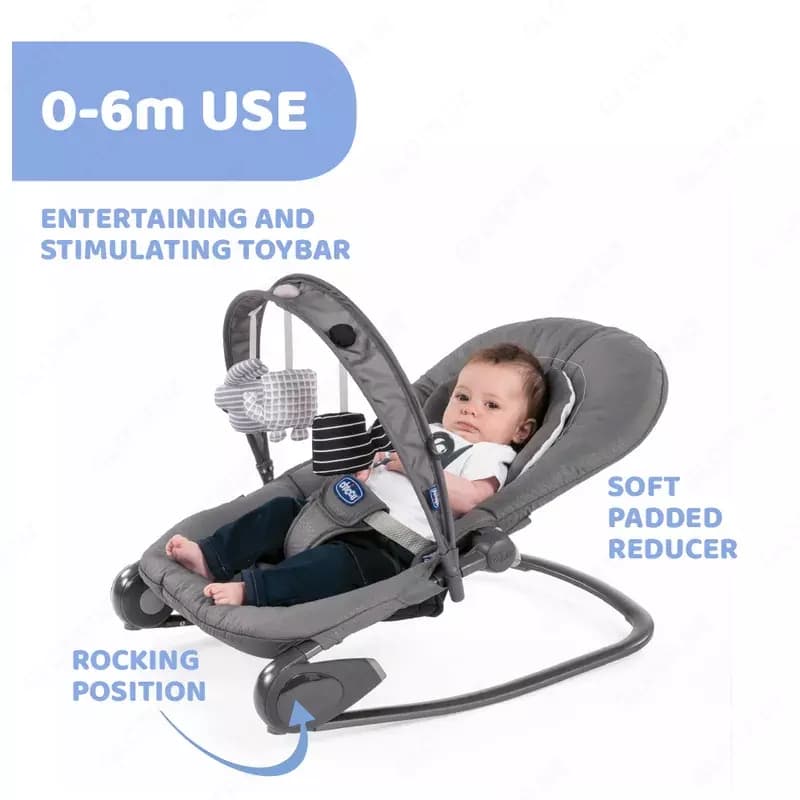 Шезлонг CHICCO HOOPLA BABY BOUNCER GREY — 2