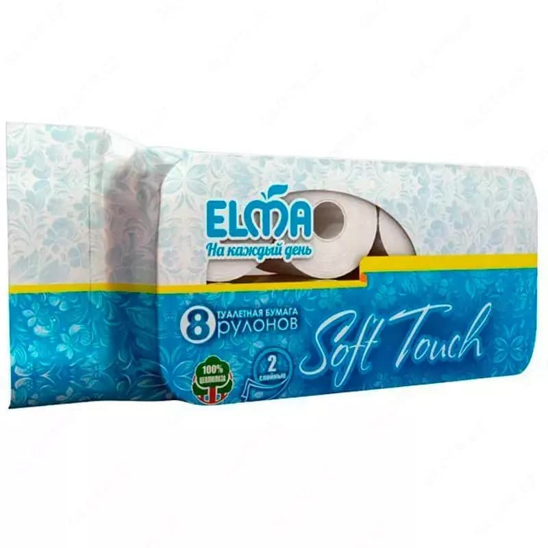 Туалетная бумага ”Elma” Soft touch (105), два слоя, уп.8 рул., белые (Код - 486) — 1