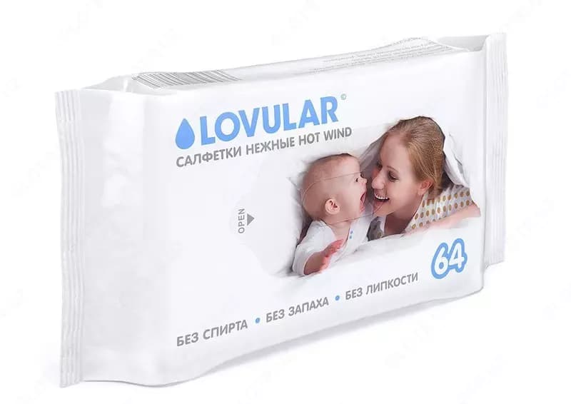 Влажные салфетки LOVULAR HOT WIND, 64 ШТ. — 1