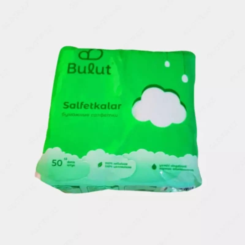 Гигиенические бумажные салфетки ”Bulut” 23 х 23 см, 100 шт. (Белые) — 2