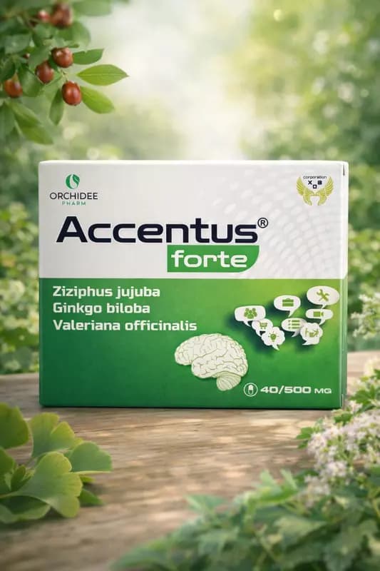БАД ACCENTUS Forte 500 мг 40 капсул, капсулы от бессонницы и для улучшения работы нервной системы — 1