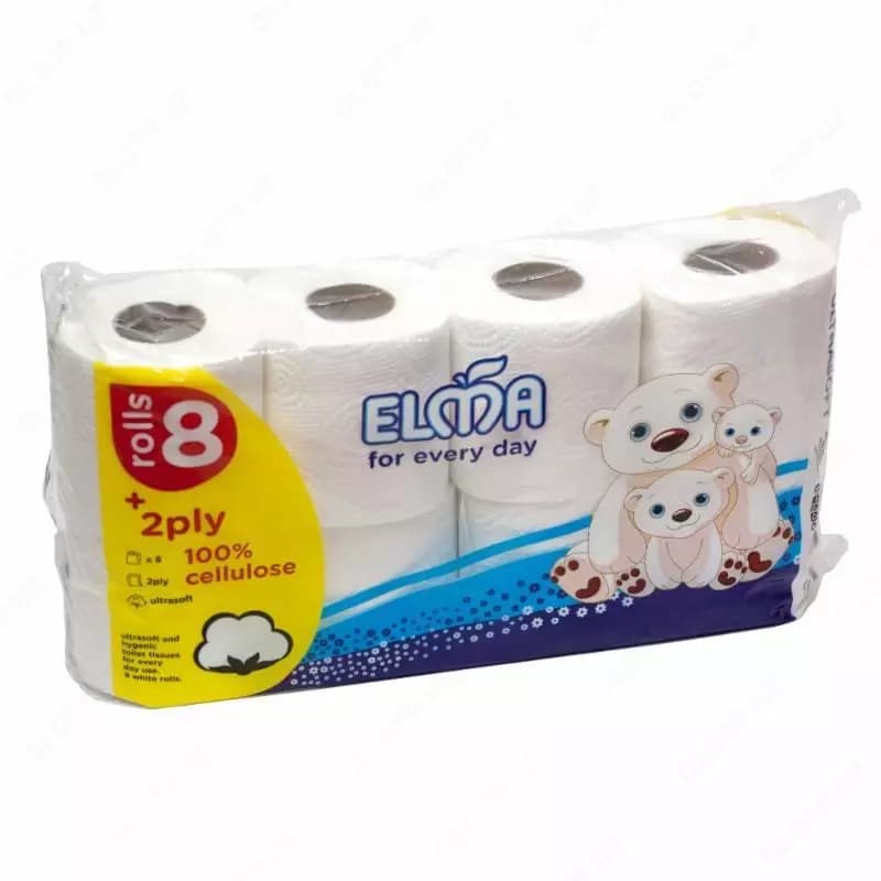 Туалетная бумага ”Elma” UltraSoft Euro Pack (103), два слоя, уп.8 рул., белые (Код - 487) — 1