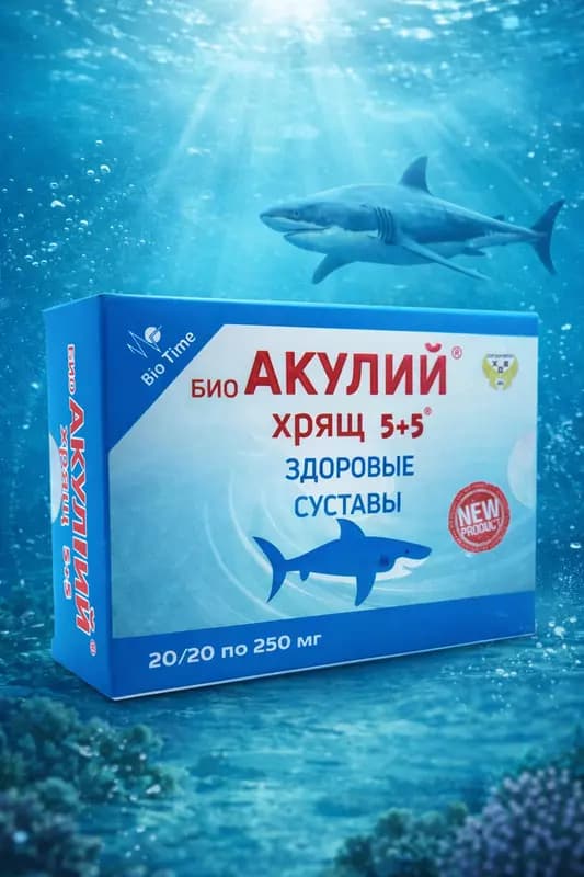 БАД Био Акулий Хрящ 5+5 для здоровья суставов и костей, 500мг 40 капсул — 1