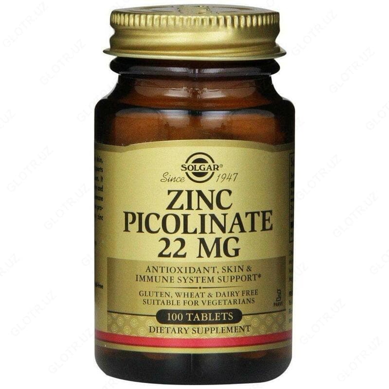 Пиколинат цинка, Zinc Picolinate, Solgar — 1