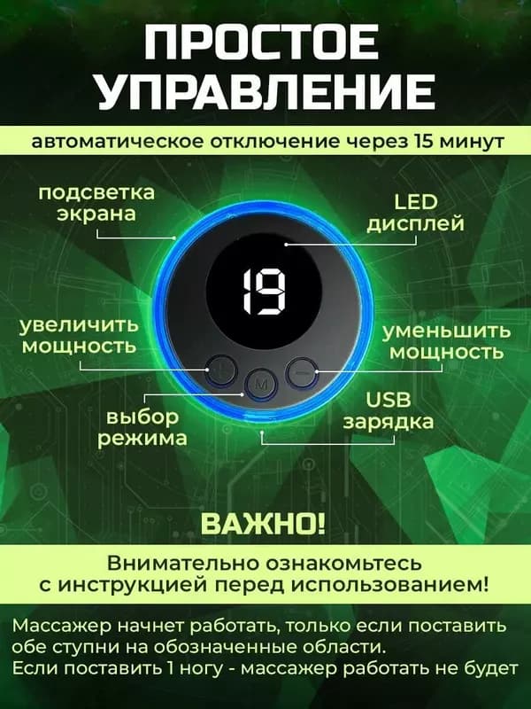 Оригинальный EMS массажер для ног с ПУЛЬТОМ — 3