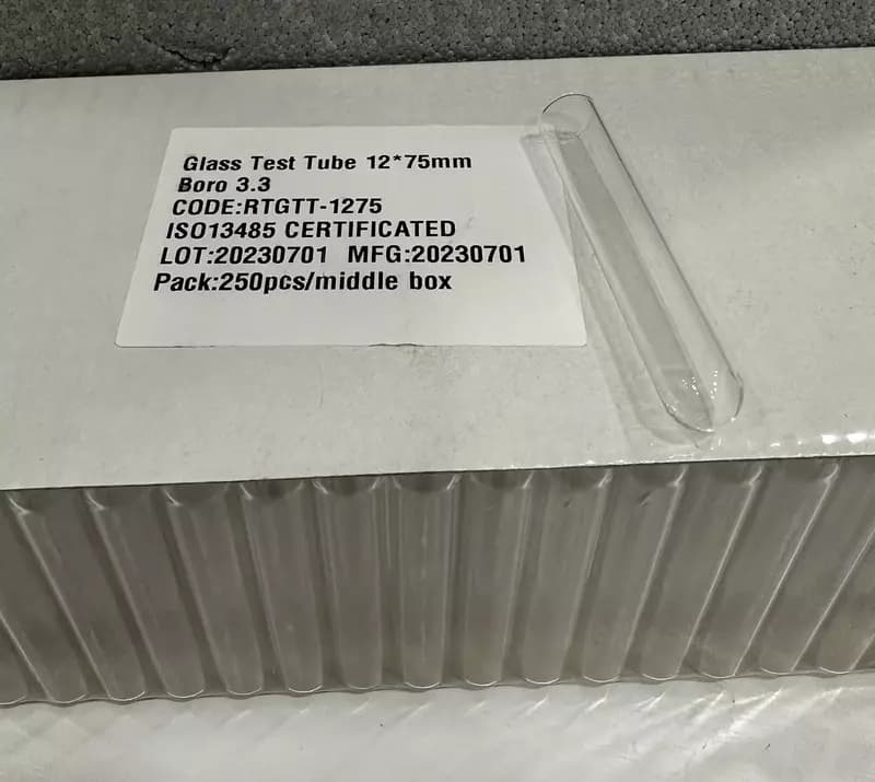 RTGTT-1275 Стеклянные пробирки 12*75 мм из стекла boro3.3. — 2