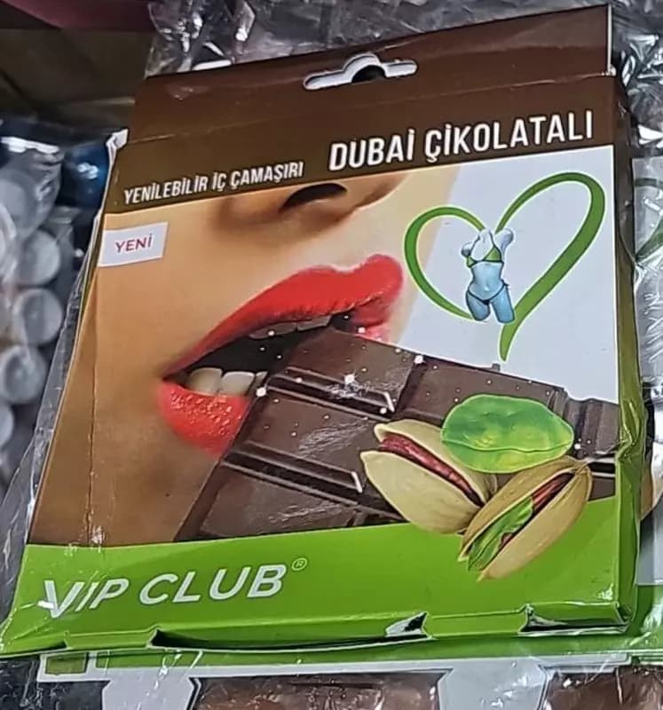Съедобное нижнее белье (Дубайский шоколад) "VIP CLUB" Edible Underwear со вкусом фисташек — 1
