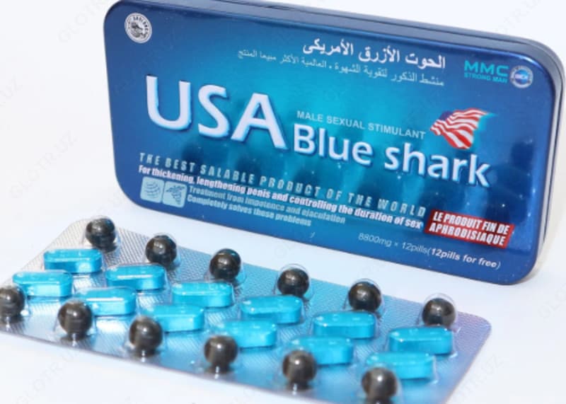 Мужской долгоиграющий и возбуждающий препарат для потенции USA Blue Shark - Голубая акула (12 таблеток) — 1