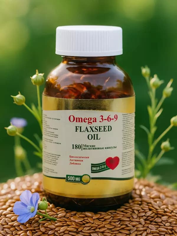 Оmega 3-6-9 Flaxseed Oil 500мг № 180 в стеклянной банке — 3