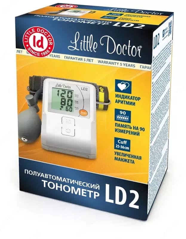 Тонометр (полуавтоматический) "Little Doctor" LD-2, 25-36 см, батарейки 4 шт тип АА — 4