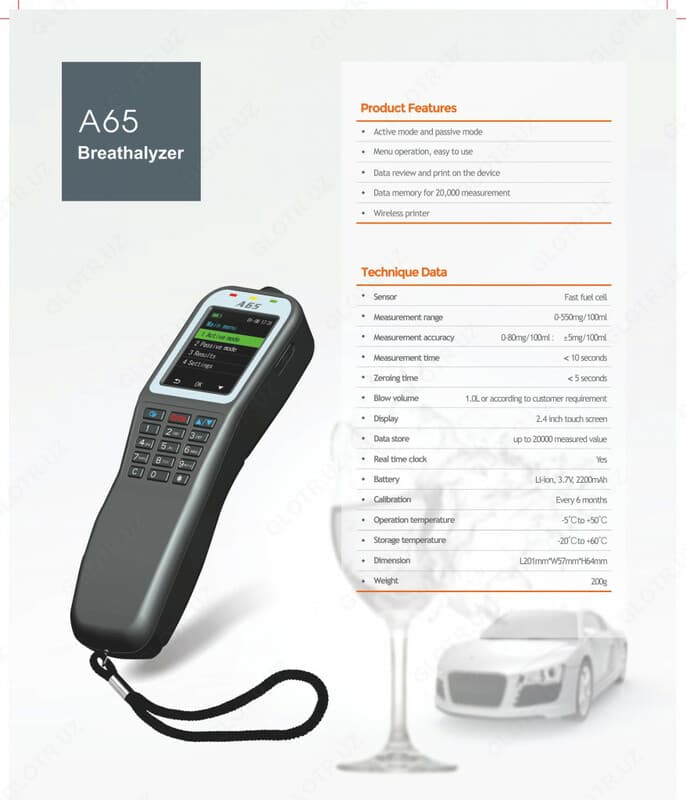 Анализатор алкоголя AlcoEasy A65 с возможностью печати на выносном принтере — 2