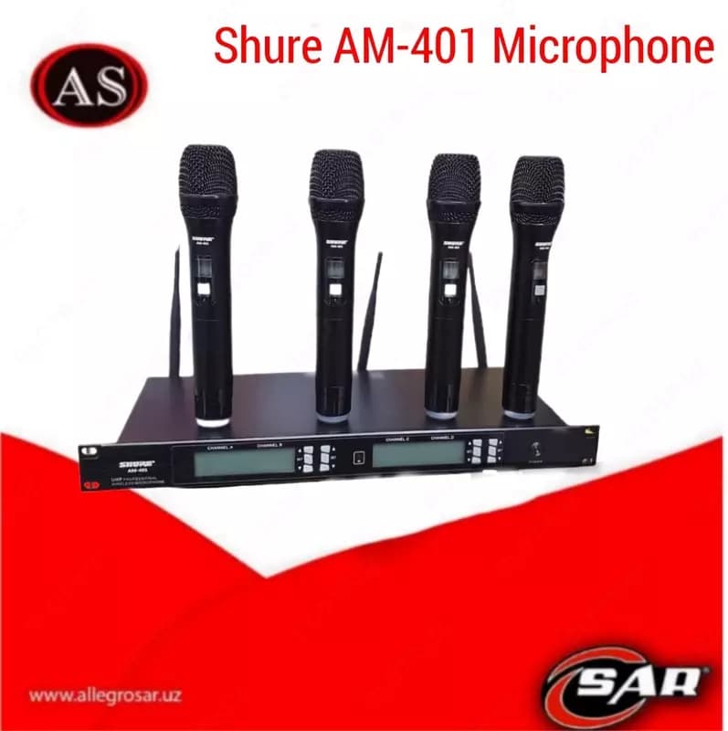 Микрофонный комплект Shure AM401, профессиональный, беспроводной, радиоканал, 4 канала — 1