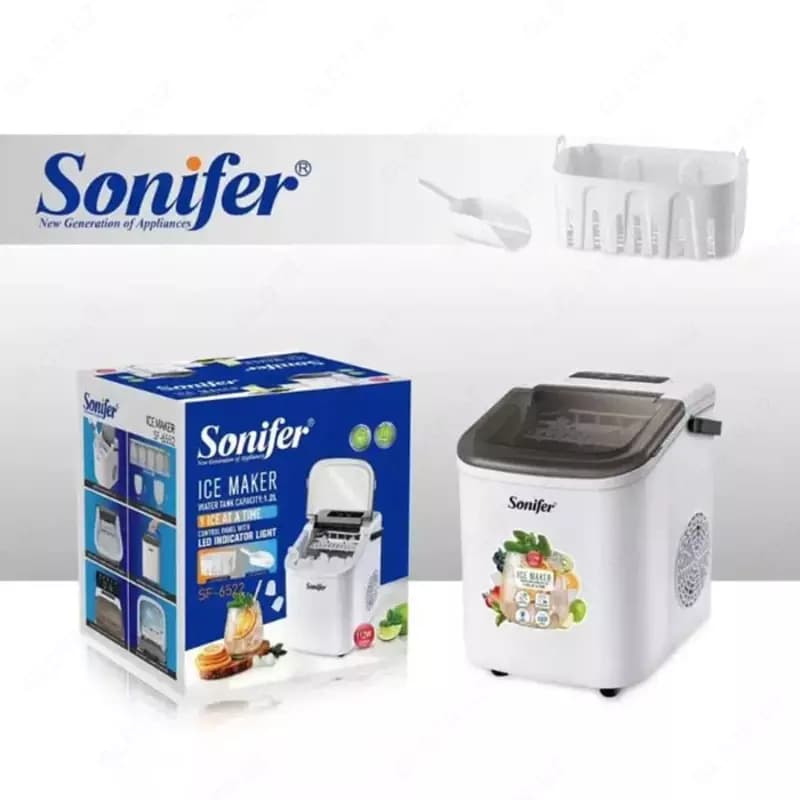 Льдогенератор "Sonifer" SF-6572, 112Вт, 2 л, лед за один цикл 12 шт. (Китай) Белый — 2
