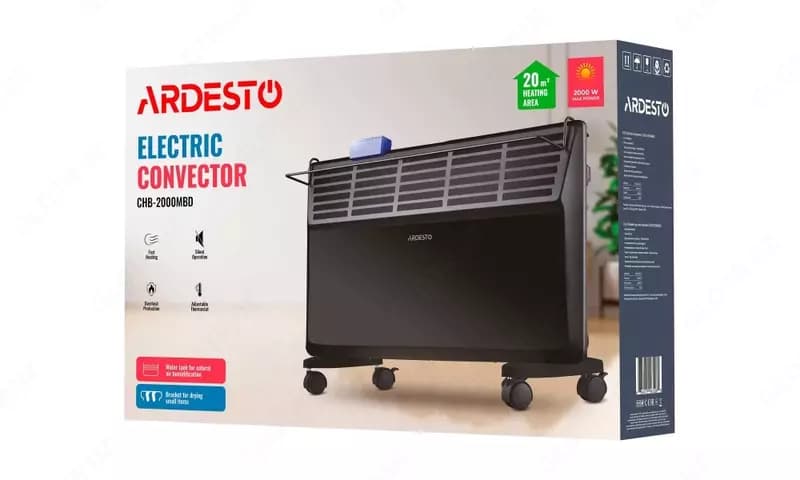 Конвектор ARDESTO, 20м2, 2000Вт, мех. упр-ние, открытый нагрев. элемент, сушка, чёрный — 4