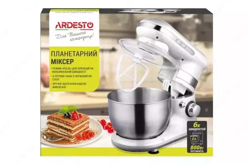 Планетарный миксер ”Ardesto” KSTM-8040, 800 Вт Белый — 5