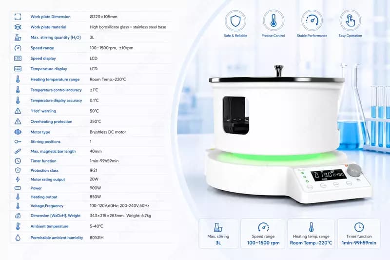 Цифровая магнитная мешалка с нагревом и LCD-дисплеем MS-H220-V3 / MS-H220-V5 — 1
