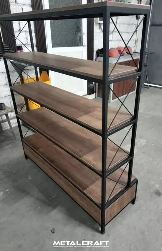 Комбинированный торговый стеллаж (металл, дерево) "Metalcraft" Лофт, 5 полок — 3