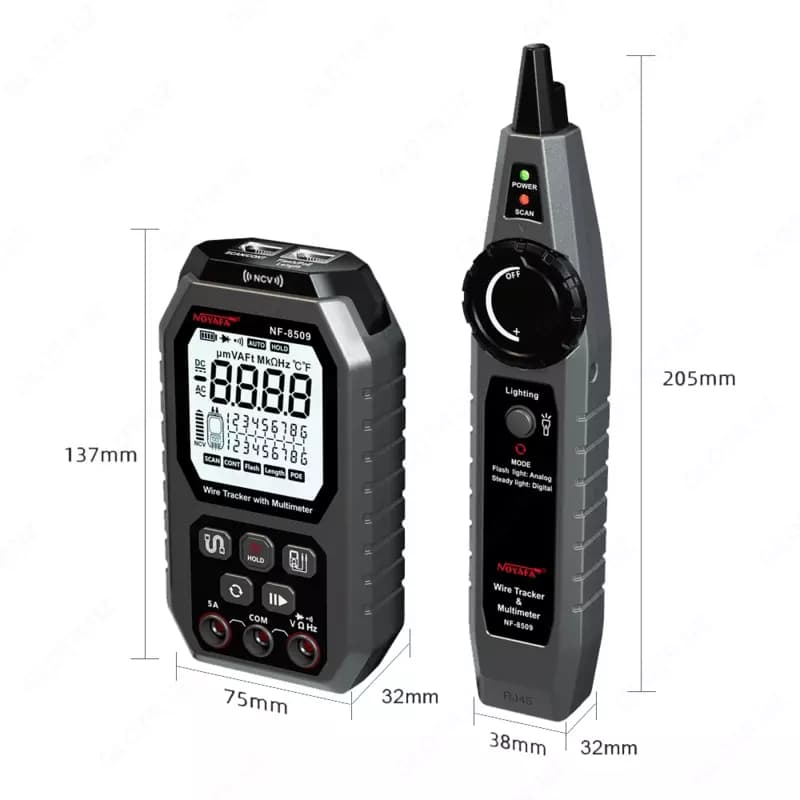 Noyafa NF-8509 Многофункциональный цифровой мультиметр и трассировщик проводов для электромеханических испытаний и сетевых кабелей — 5