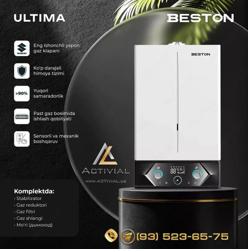 АКЦИЯ - Улучшенный двухконтурный котёл BESTON ULTIMA 24 кВт (GBBU-24MW) в ПОЛНОМ КОМПЛЕКТЕ от Activial.uz! — 1