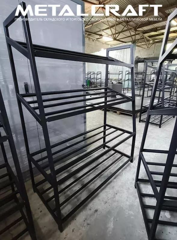 Металлический стеллаж для овощей и фруктов "Metalcraft", 4 полки (2 наклонные) — 6