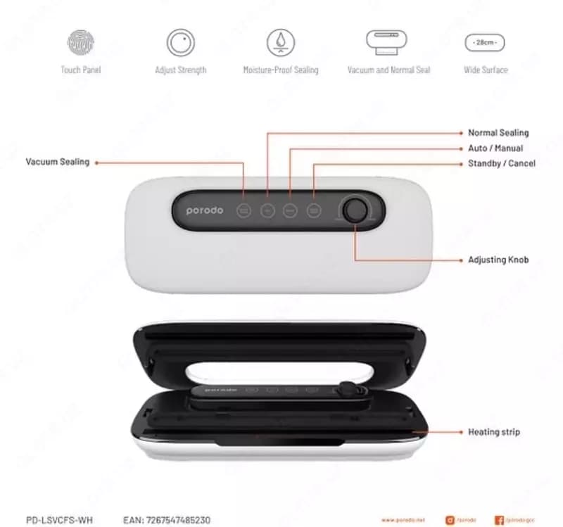 Вакуумный упаковщик Porodo PD-LSVCFS-WH Lifestyle — 4
