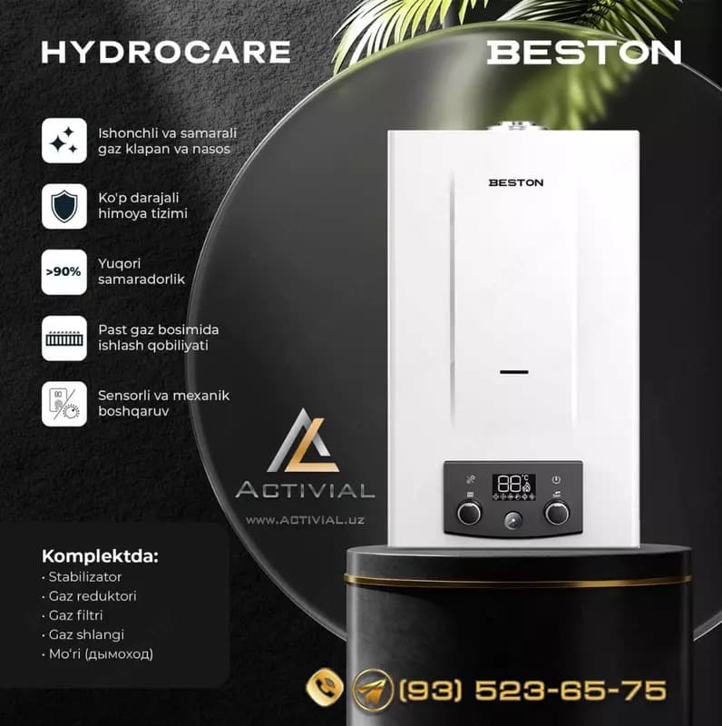 АКЦИЯ - Двухконтурный котёл BESTON HYDROCARE 24 кВт (GBBHC-24MW) в ПОЛНОМ КОМПЛЕКТЕ от Activial.uz! — 1