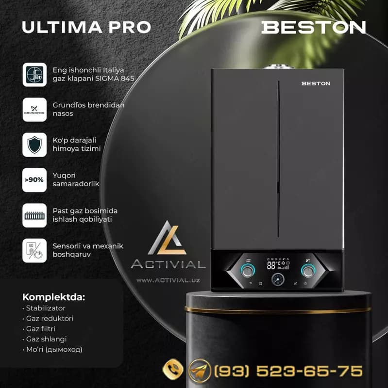 АКЦИЯ - Премиальный двухконтурный котёл BESTON ULTIMA Pro 24 кВт (GBBU-24MW Pro) в ПОЛНОМ КОМПЛЕКТЕ от Activial.uz! — 1