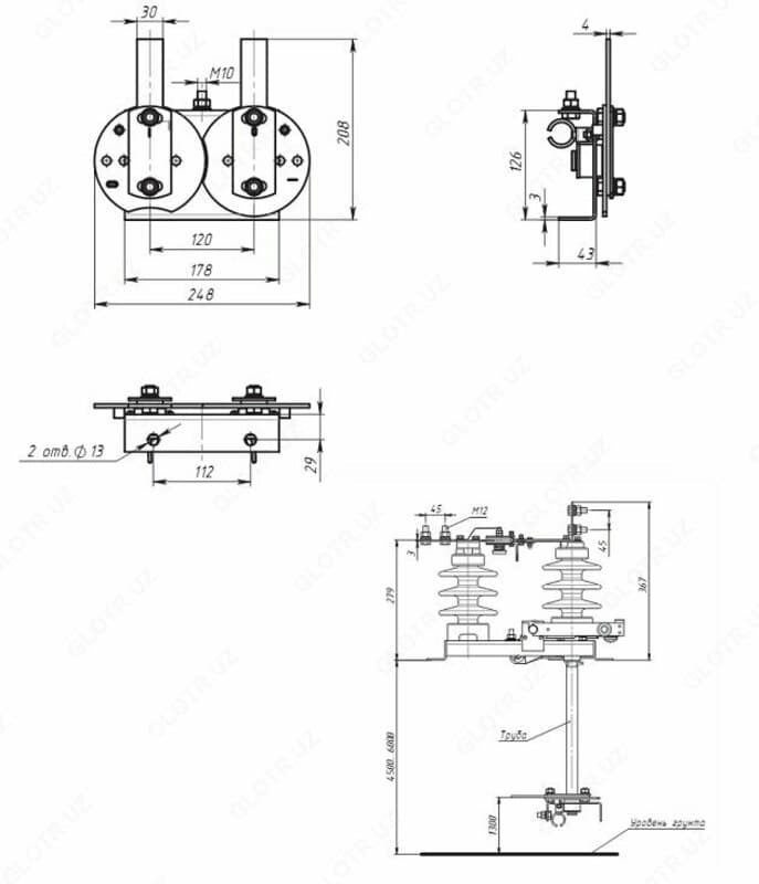 Разъединитель высоковольтный РЛНД .1-10II/400 УХЛ1 б/комп. пр. — 2