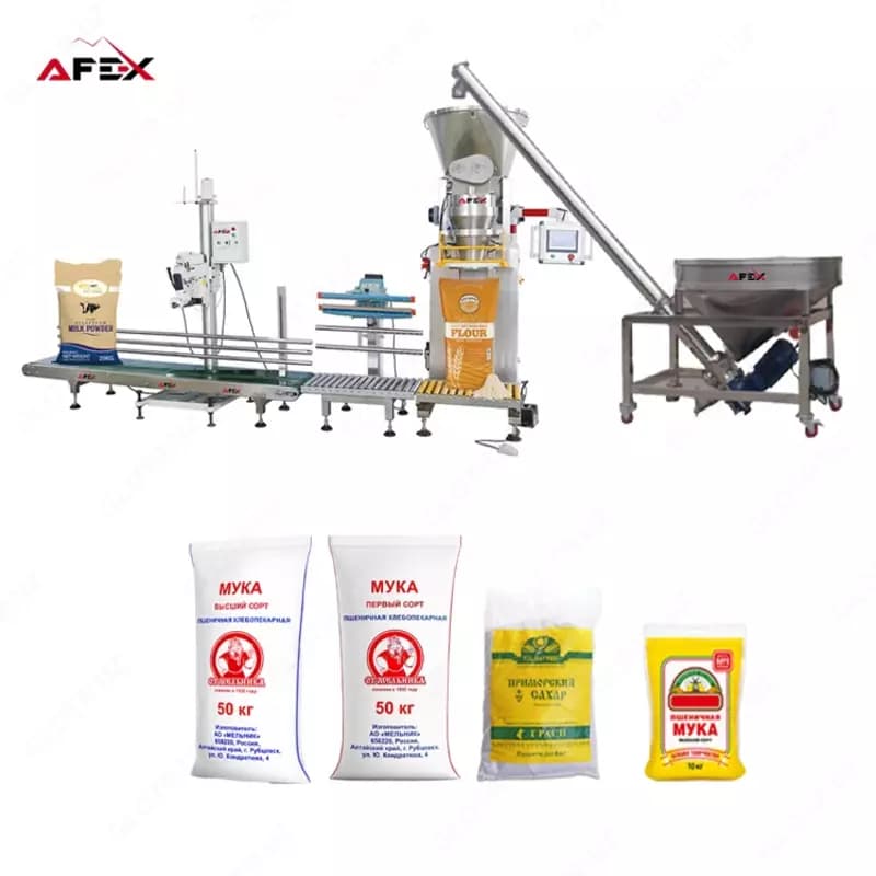 Линия для упаковки муки и порошкообразных продуктов 10-50 кг, модель AFQ-1050 — 1