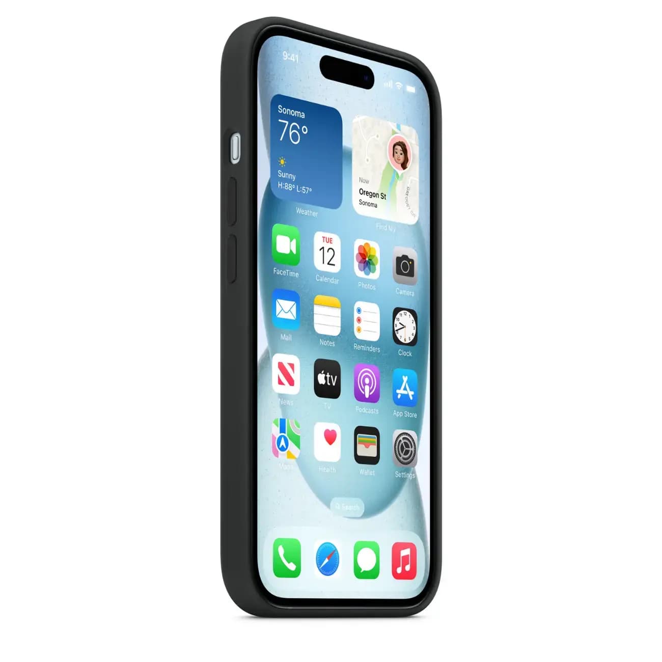 G‘ilof iPhone 15 uchun Black Silikon MagSafe — 4