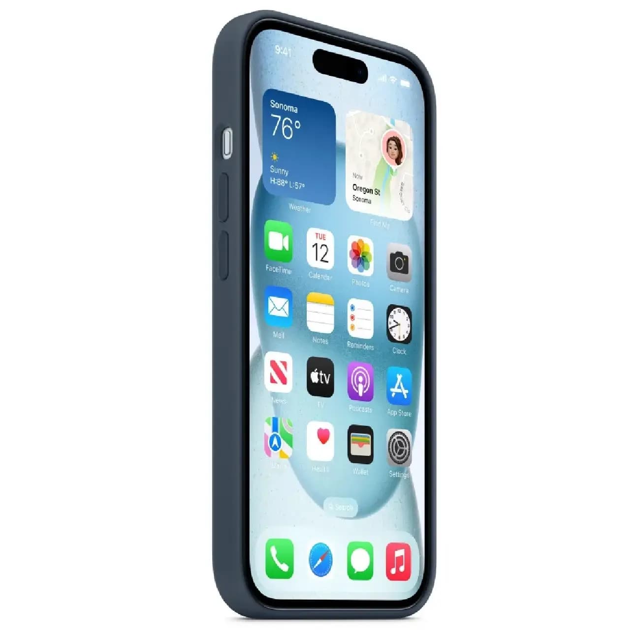 iPhone 15 Plus uchun To‘q ko‘k Silikon MagSafe g‘ilof — 3